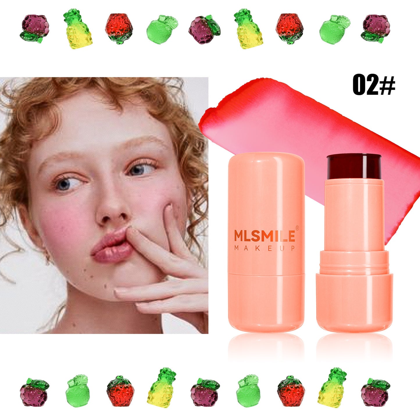 Jelly Blush Lipstick Lip And Cheek Dual-use Multi-color Brightening Contour Stick