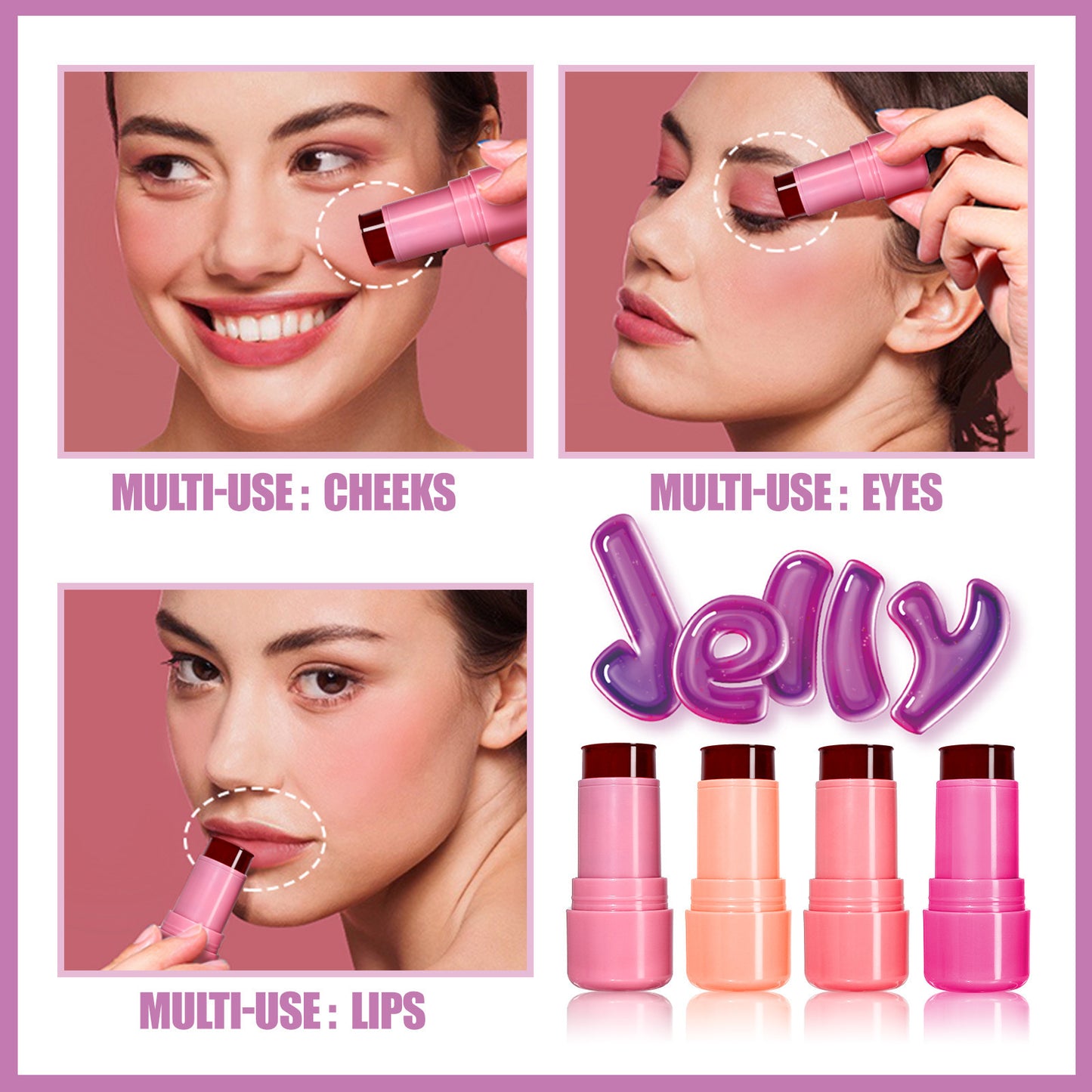 Jelly Blush Lipstick Lip And Cheek Dual-use Multi-color Brightening Contour Stick