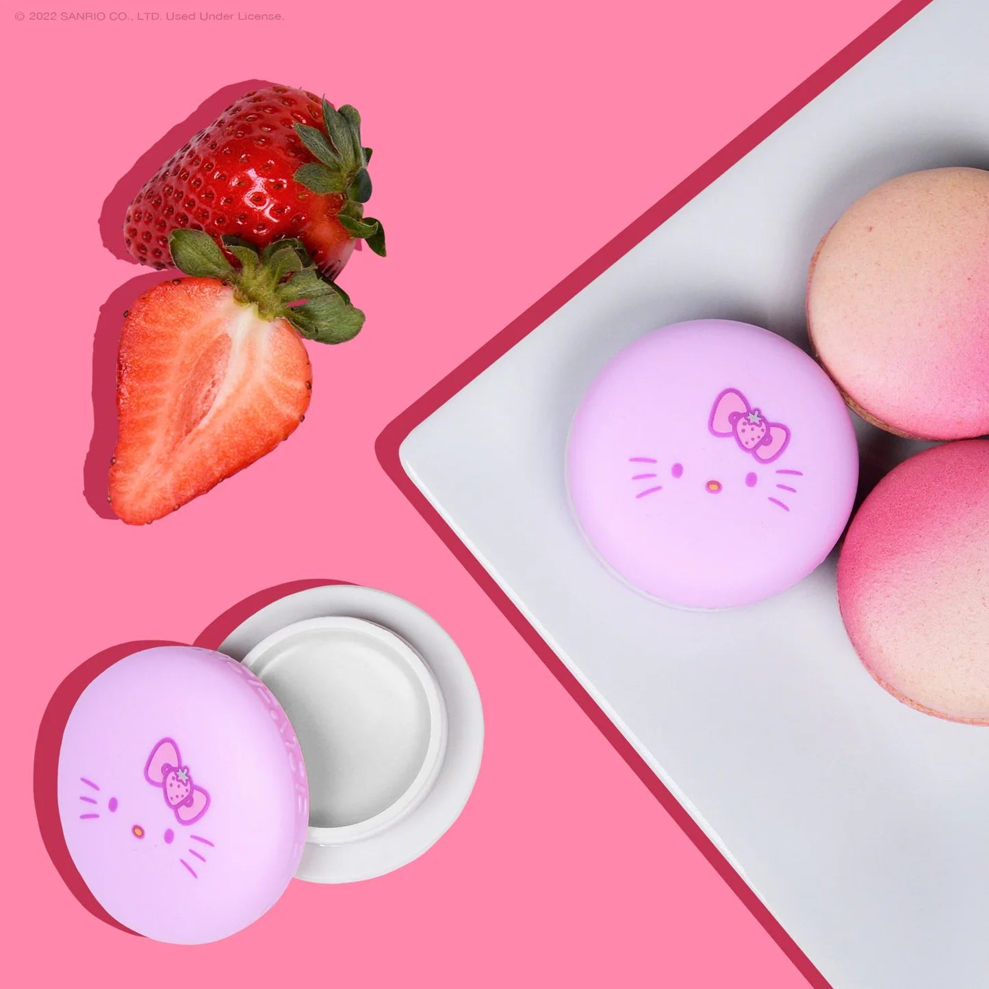 HELLO KITTY MACARON LIP BALM Strawberry Rose Latte