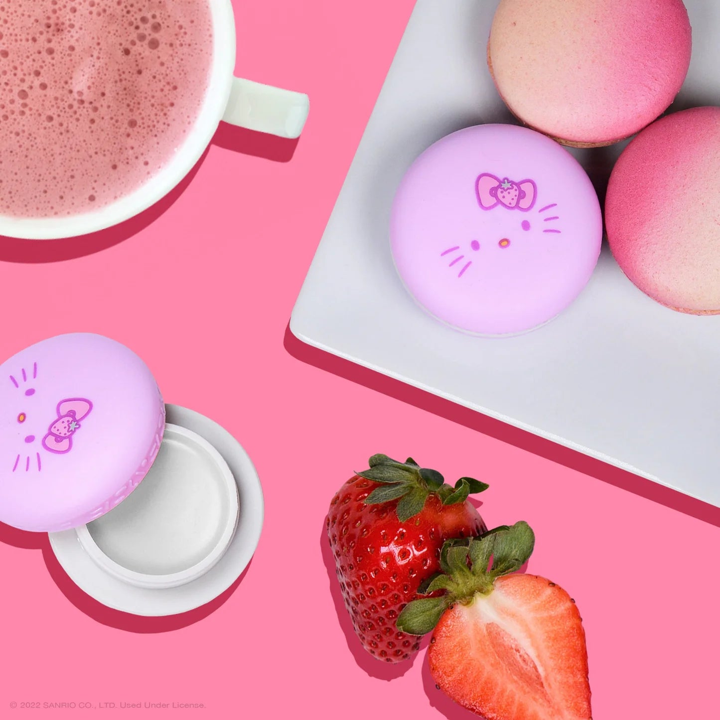 HELLO KITTY MACARON LIP BALM Strawberry Rose Latte